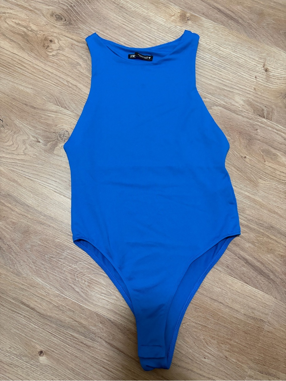 Zara Bright Royal Blue High-Neck Bodysuit